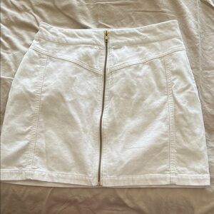 Wild Fable White Corduroy Mini Skirt with Gold Zipper